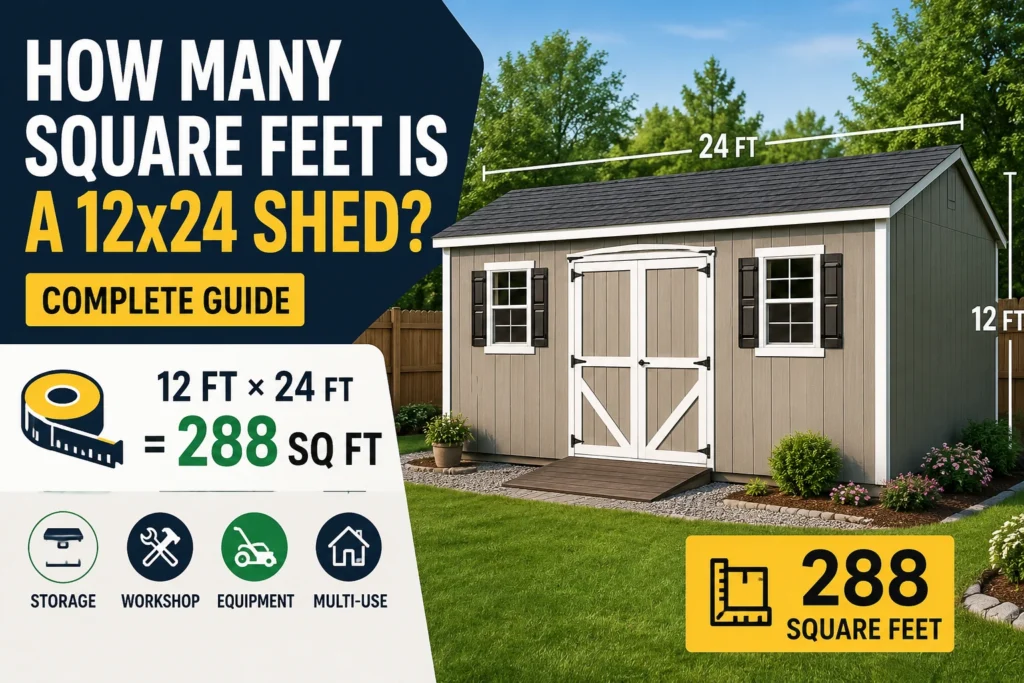 how many square feet is a 12x24 shed