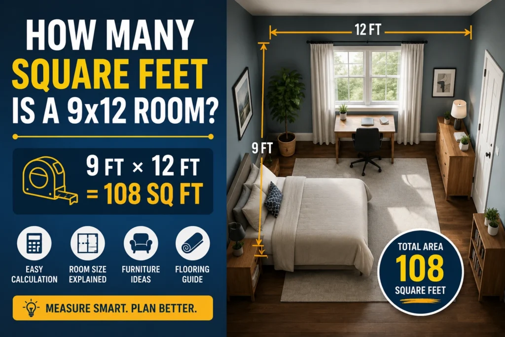 how many square feet is a 9x12 room