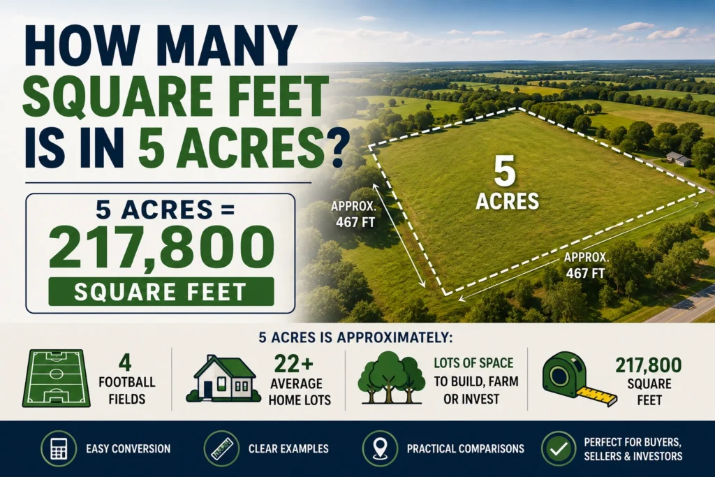 how many square feet is in 5 acres