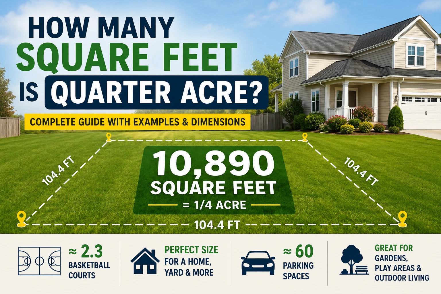 how many square feet is quarter acre
