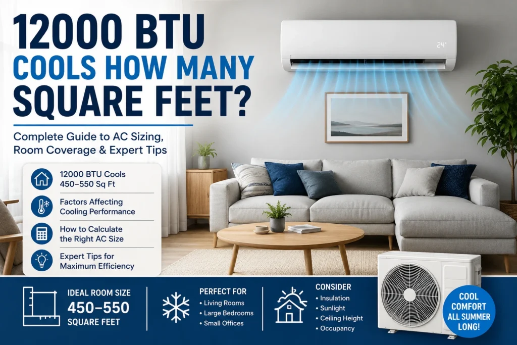 12000 btu cools how many square feet