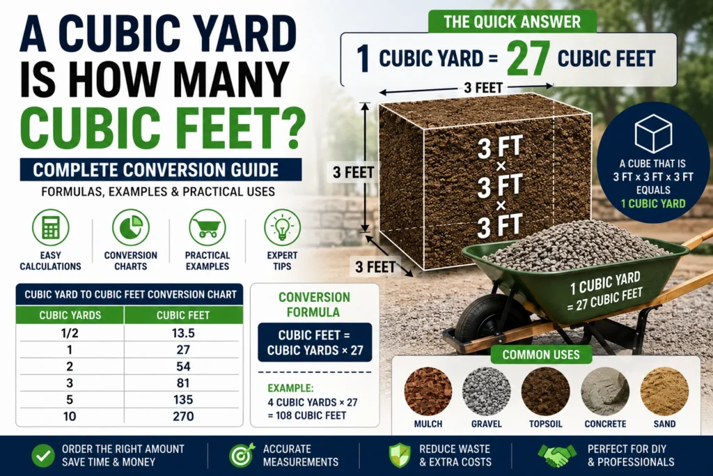a cubic yard is how many cubic feet
