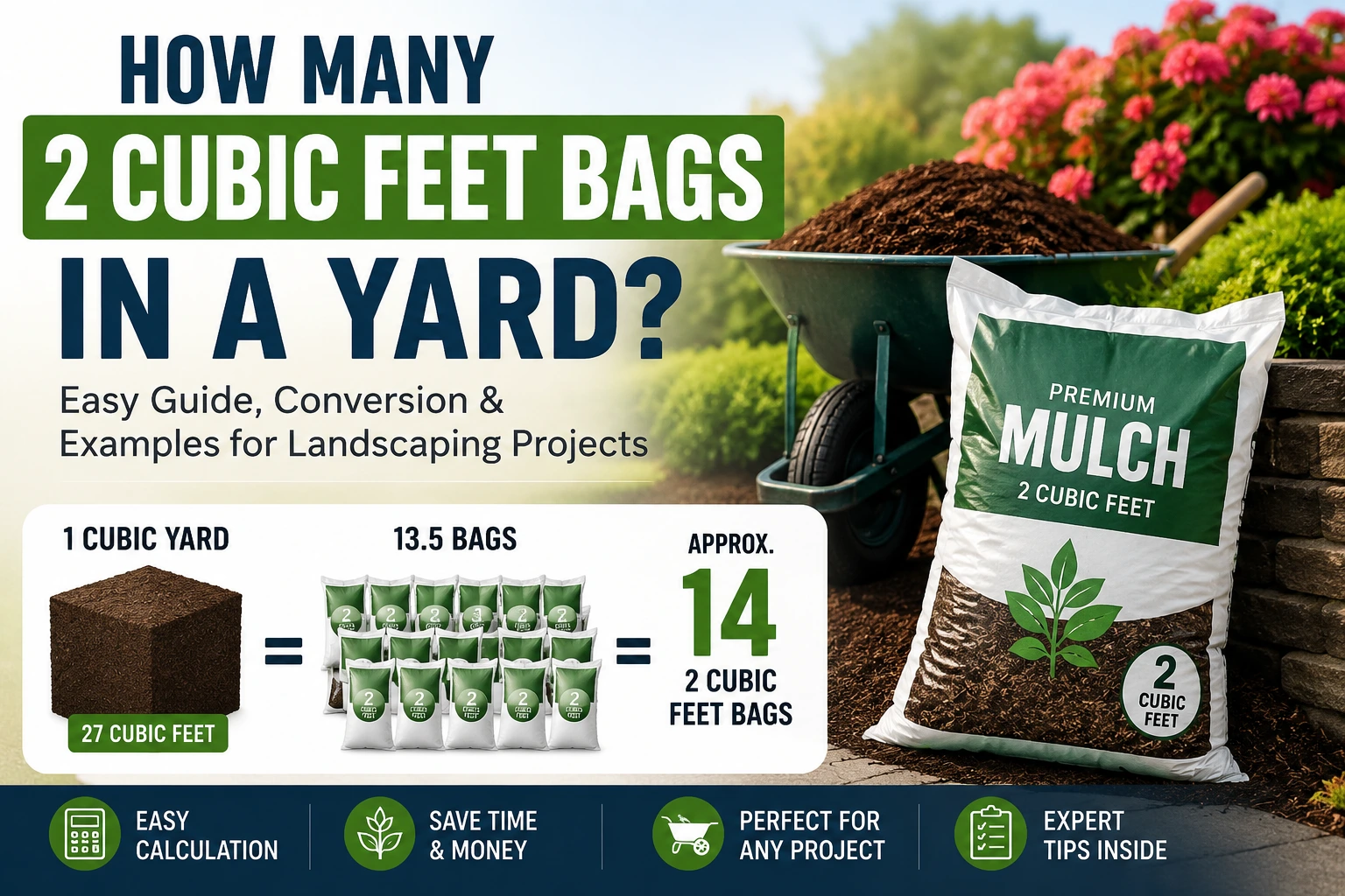 how many 2 cubic feet bags in a yard