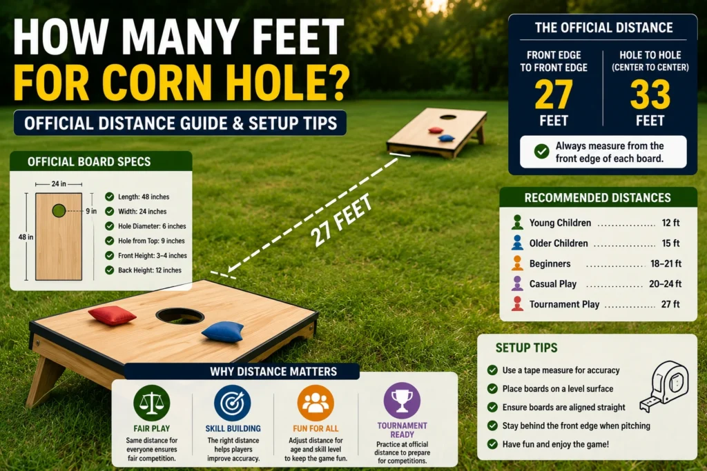 how many feet for corn hole