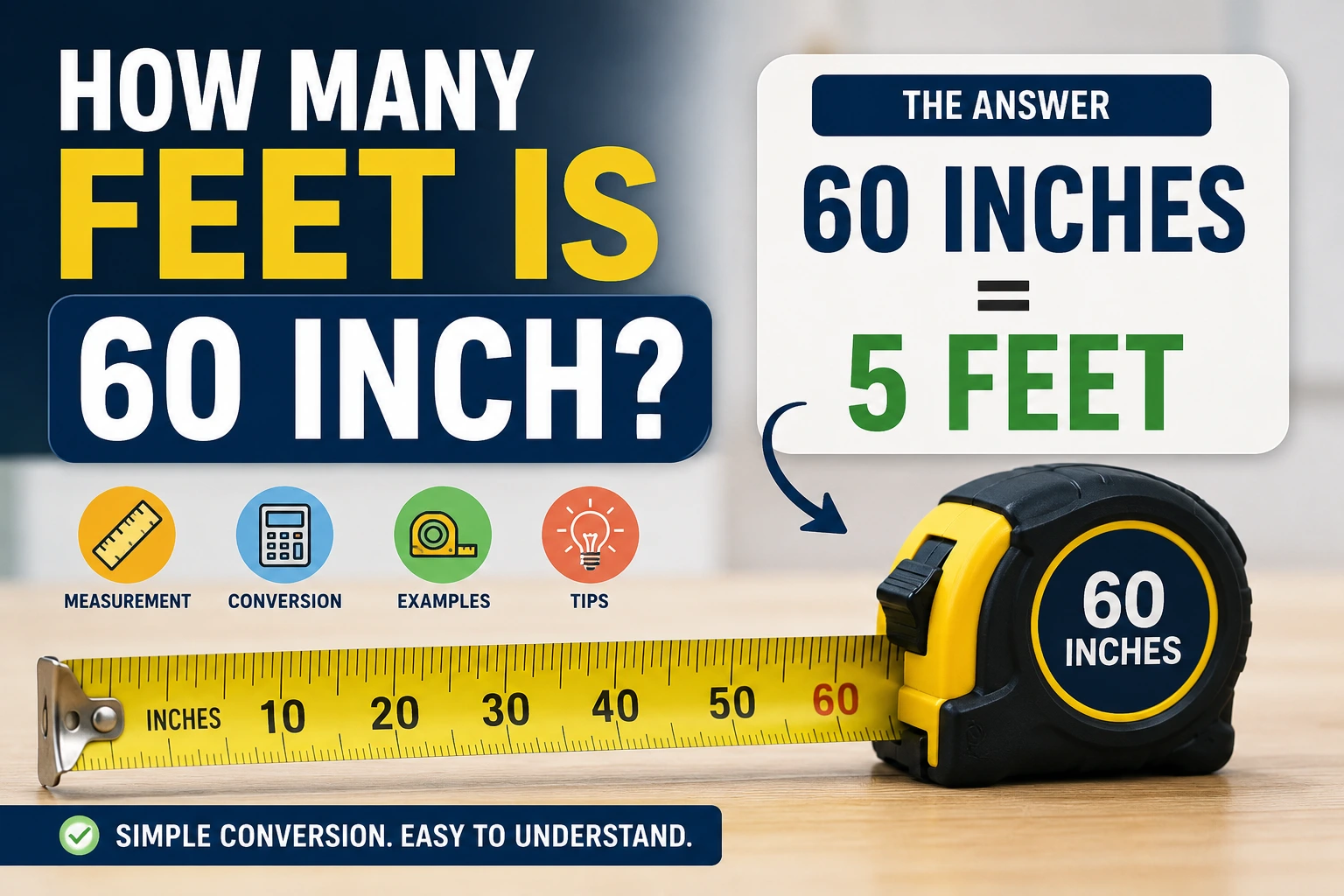 how many feet is 60 inch