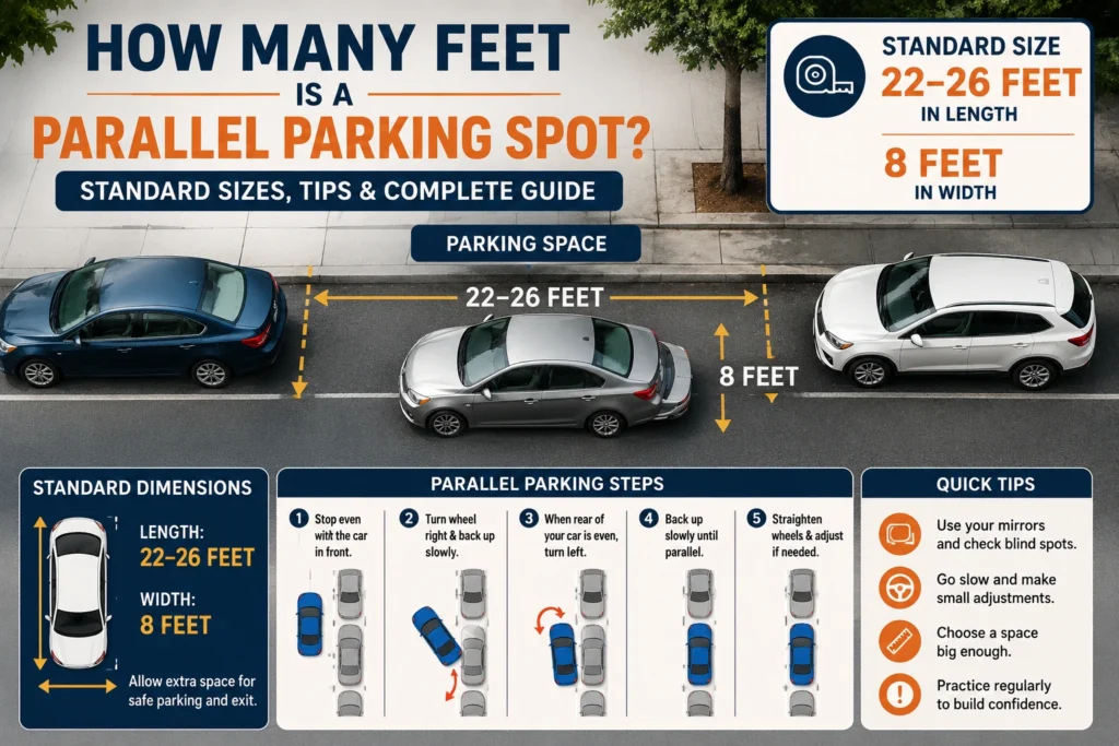 how many feet is a parallel parking spot