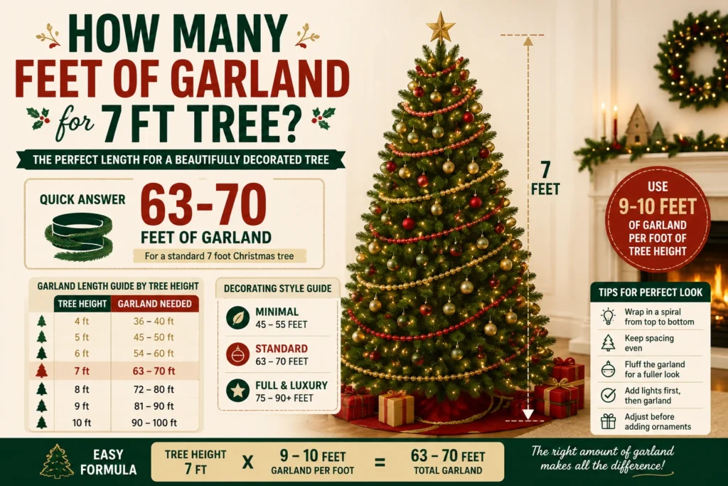 how many feet of garland for 7ft tree