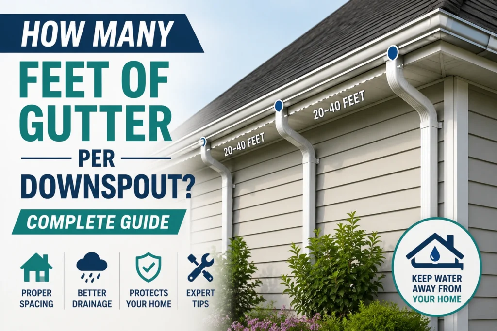 how many feet of gutter per downspout