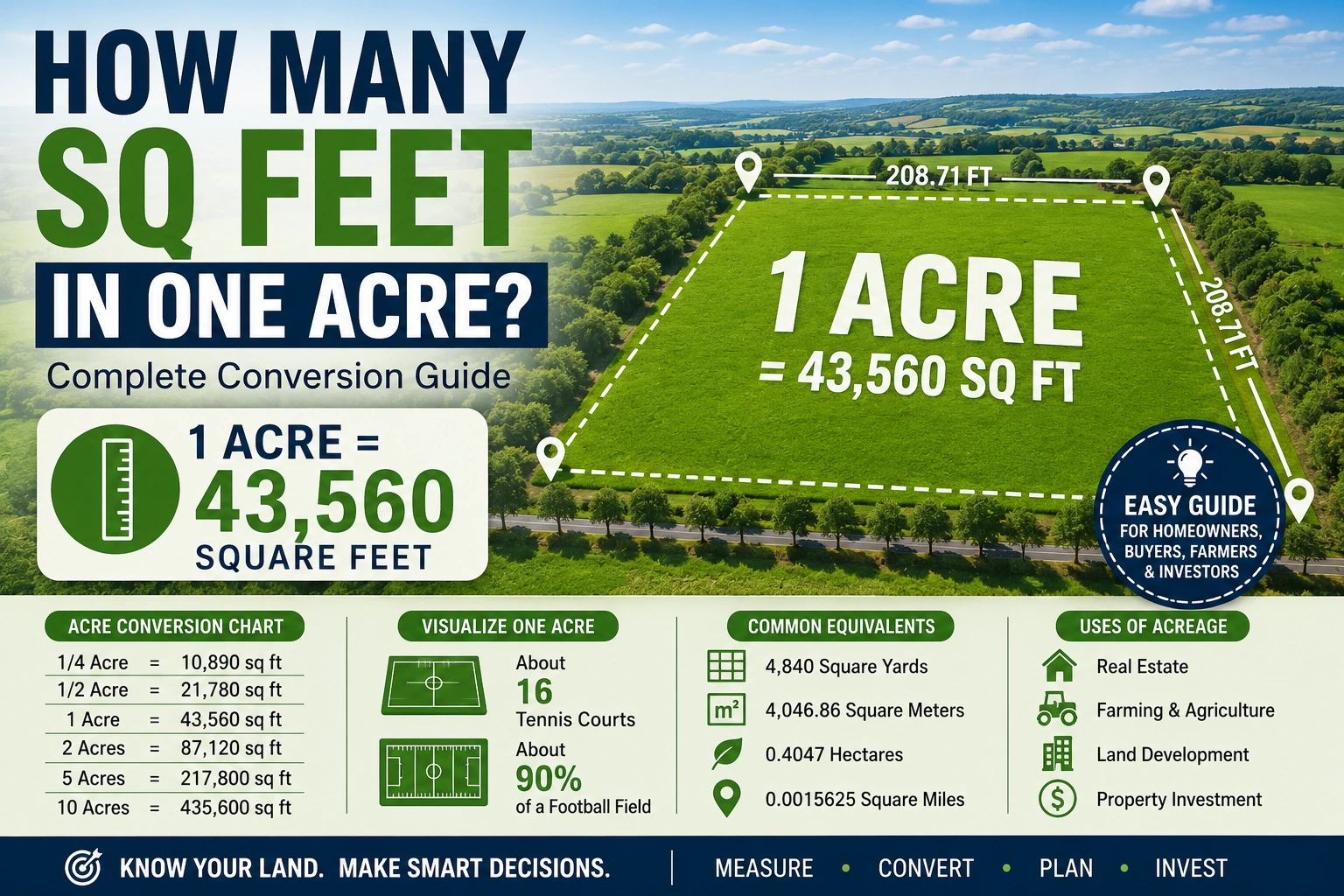 how many sq feet in one acre
