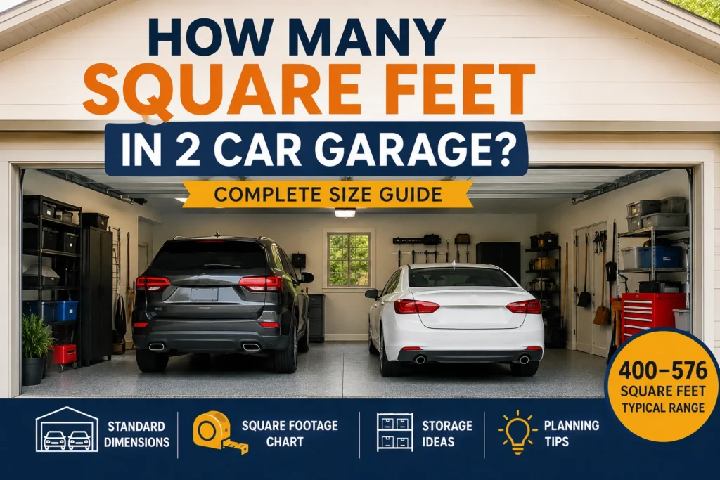 how many square feet in 2 car garage