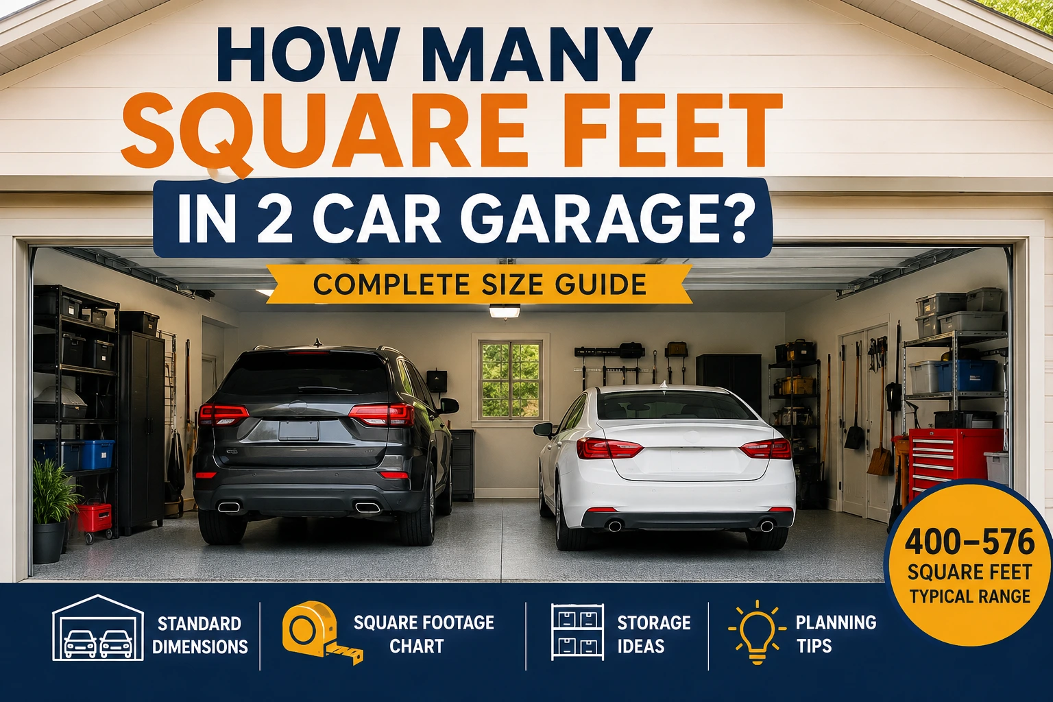how many square feet in 2 car garage