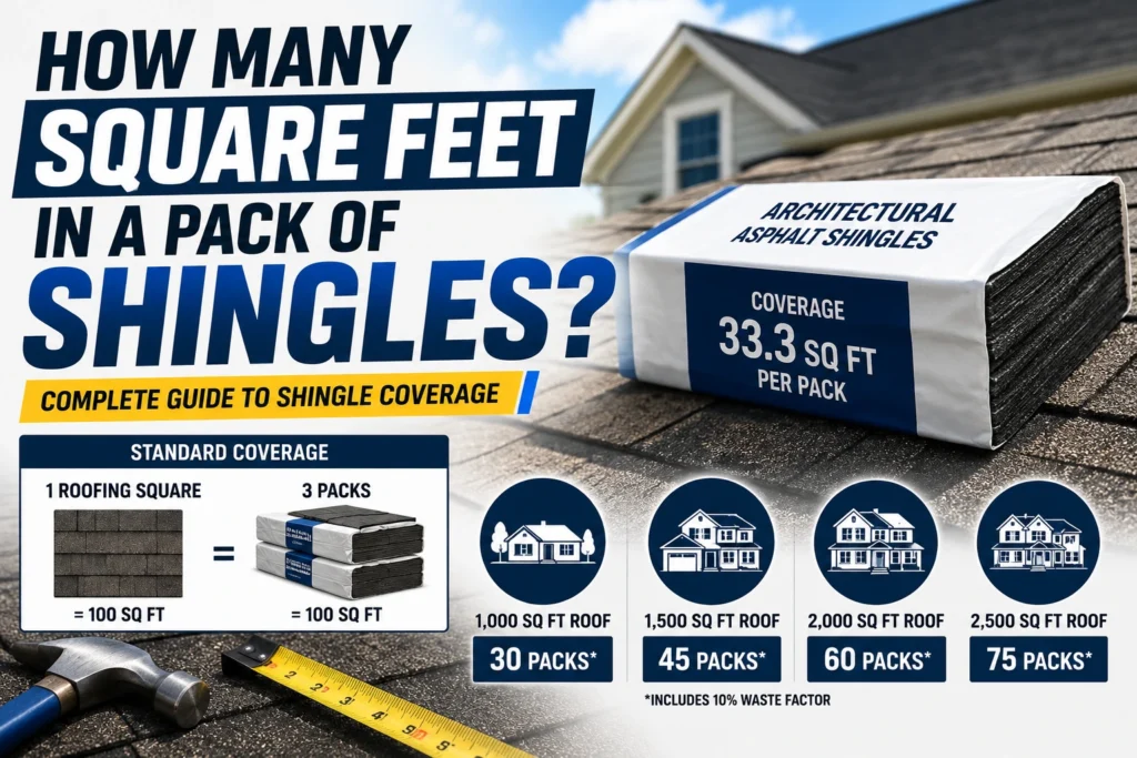 how many square feet in a pack of shingles