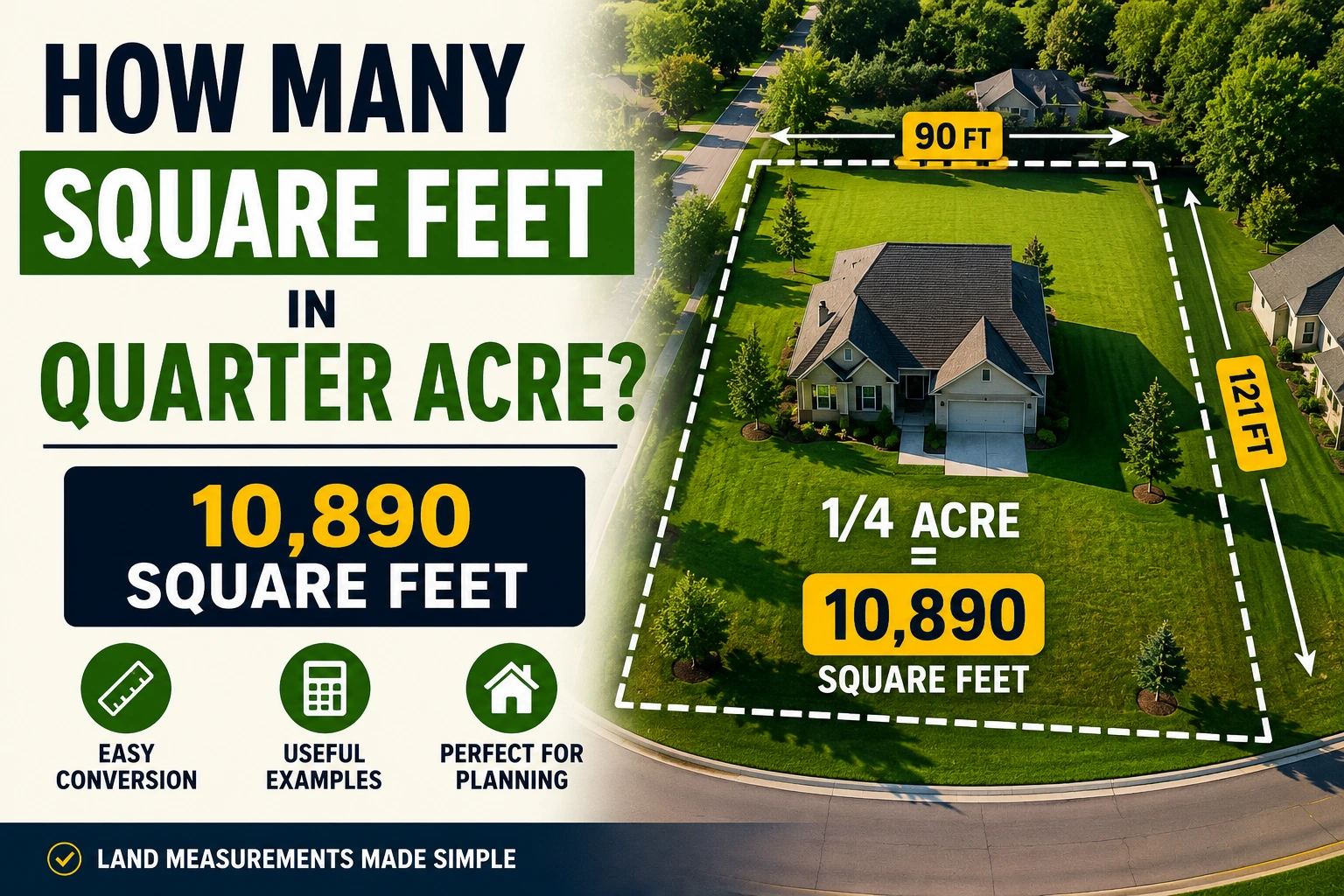 how many square feet in quarter acre
