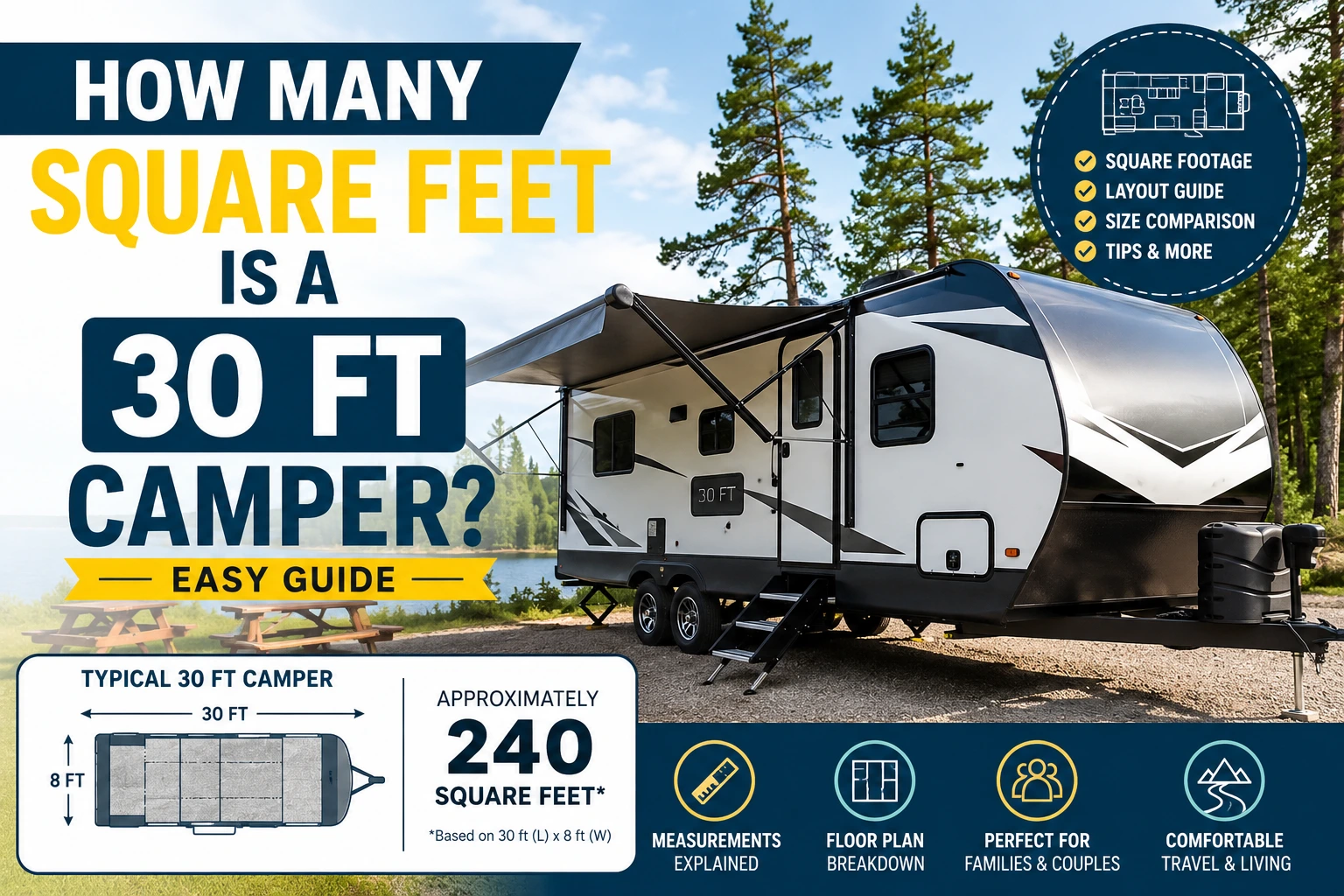 how many square feet is a 30 ft camper