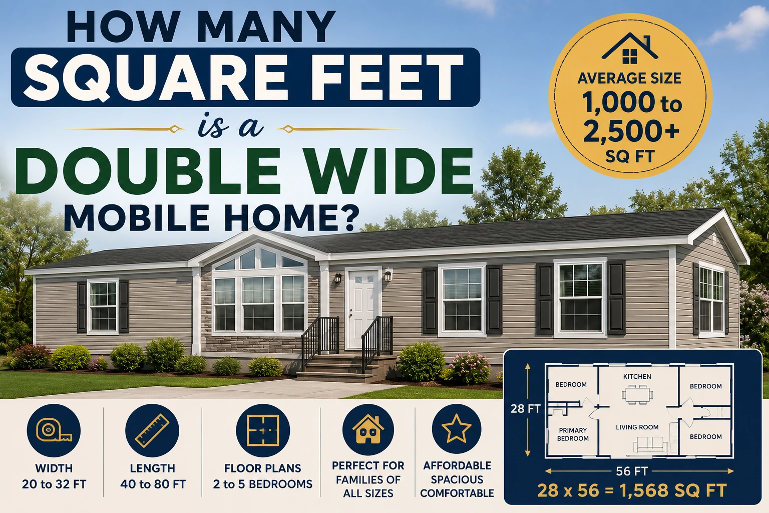 how many square feet is a double wide mobile home