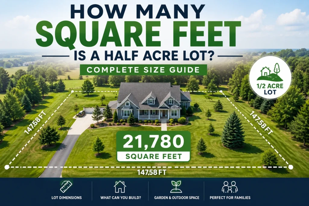 how many square feet is a half acre lot