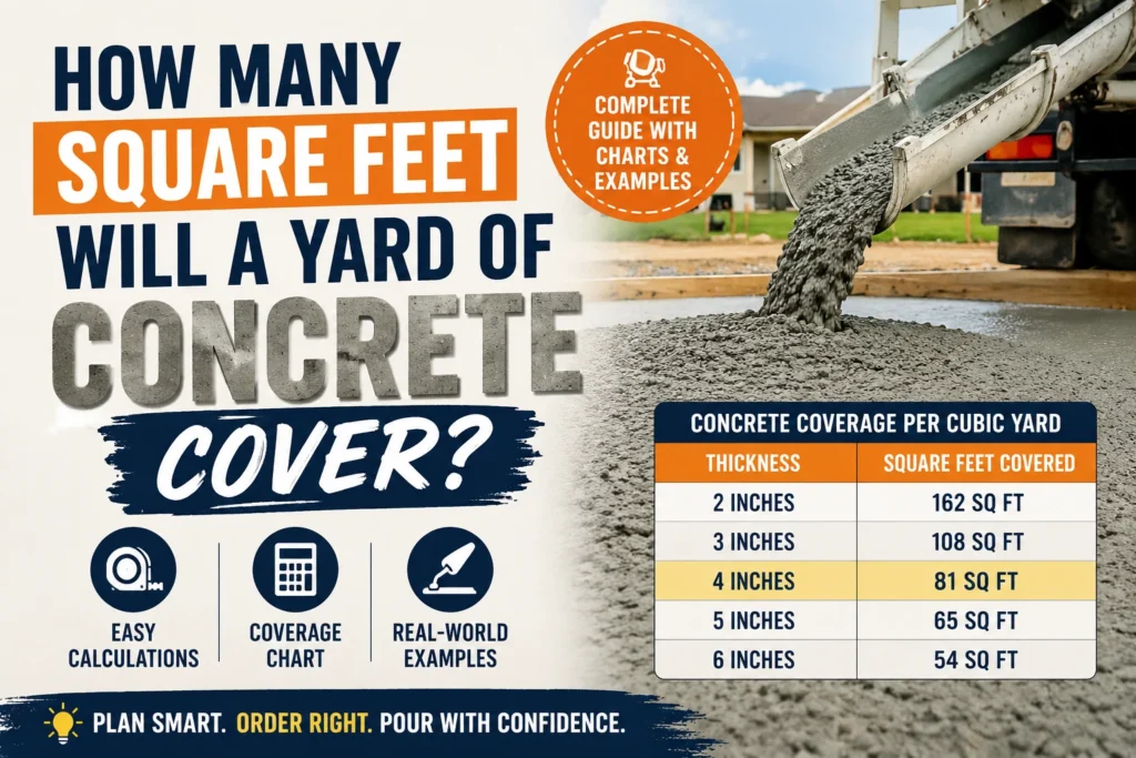 how many square feet will a yard of concrete cover