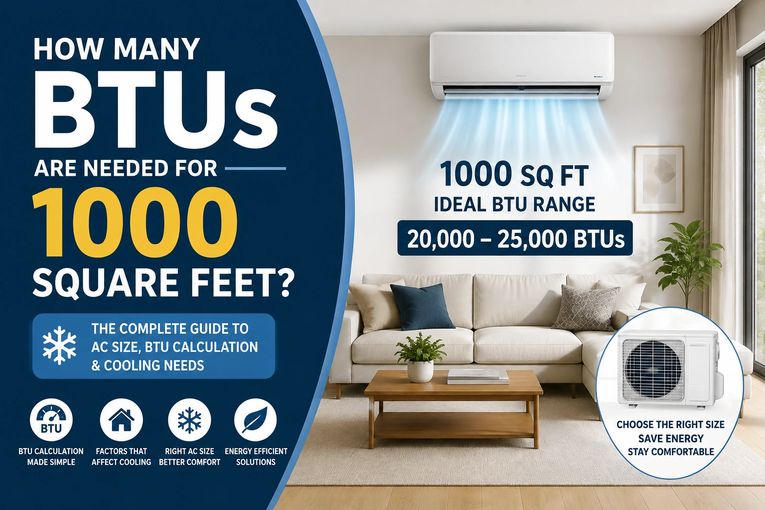 how many btu needed for 1000 square feet