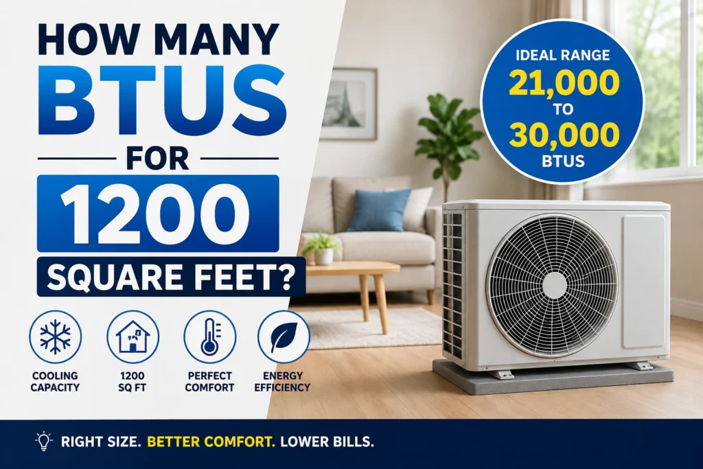 how many btus for 1200 square feet