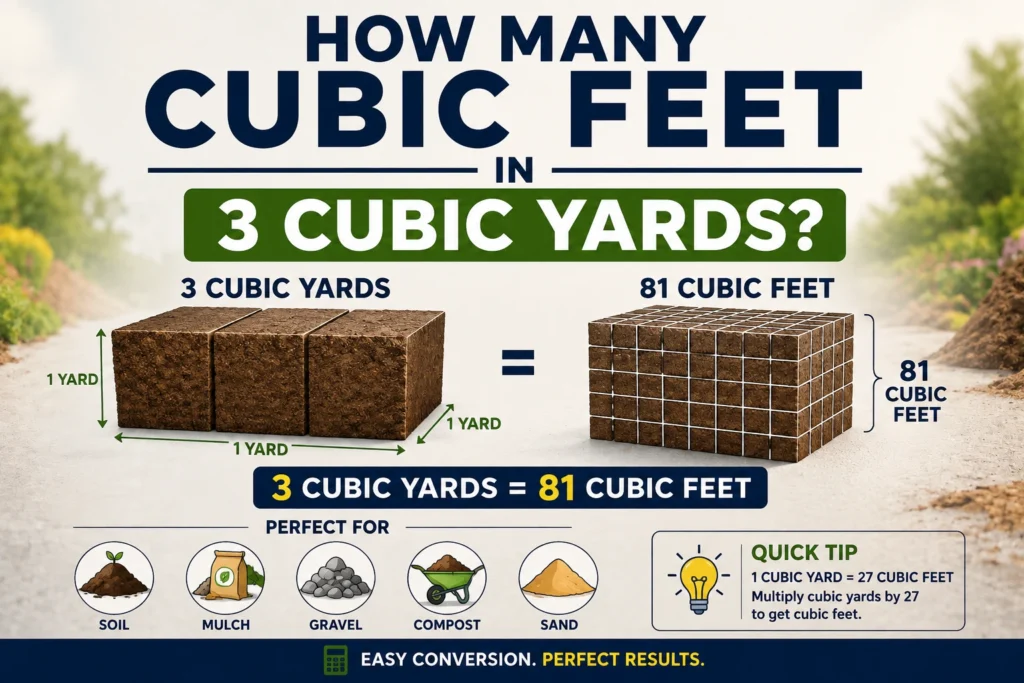 how many cubic feet in 3 cubic yards