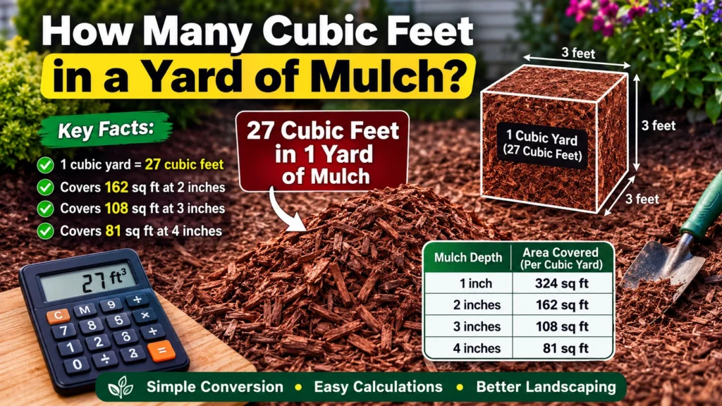 how many cubic feet in yard of mulch