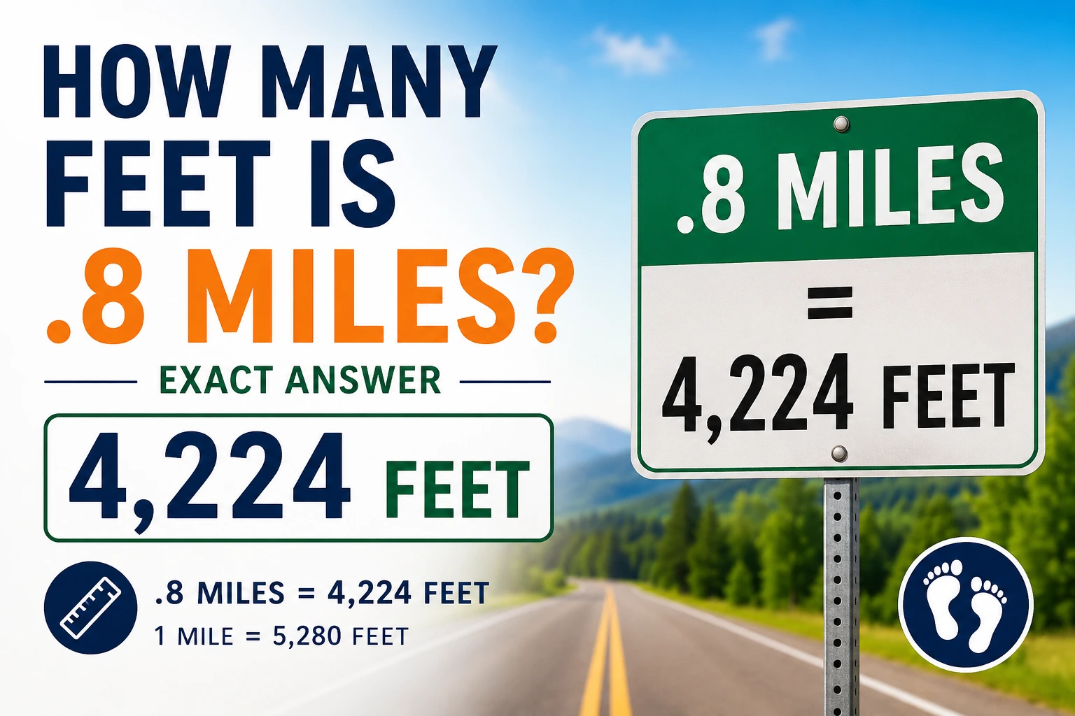 how many feet is .8 miles