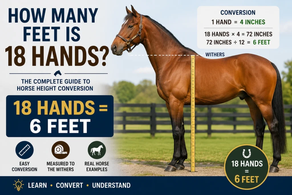 how many feet is 18 hands