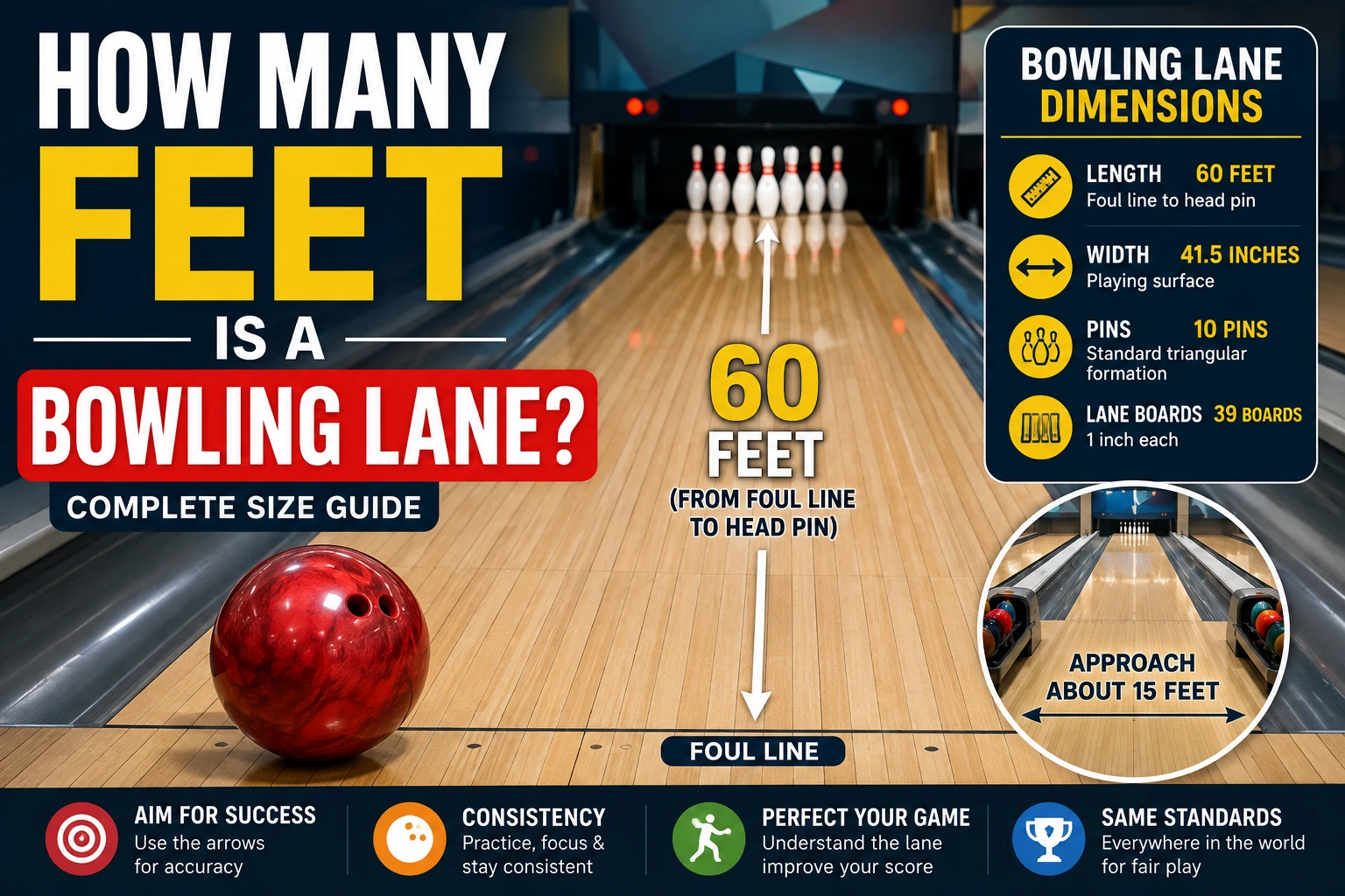 how many feet is a bowling lane