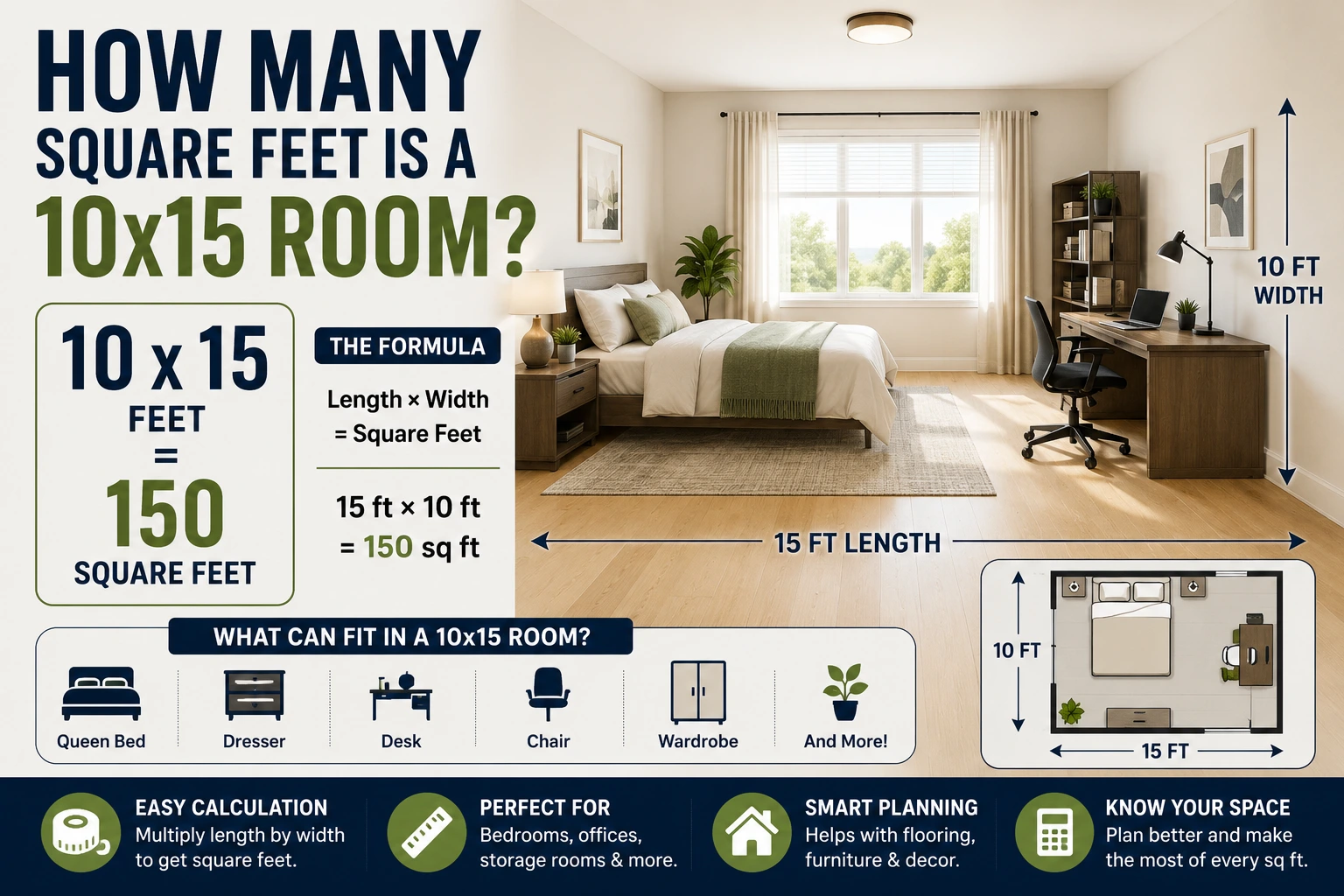 how many square feet is a 10x15 room
