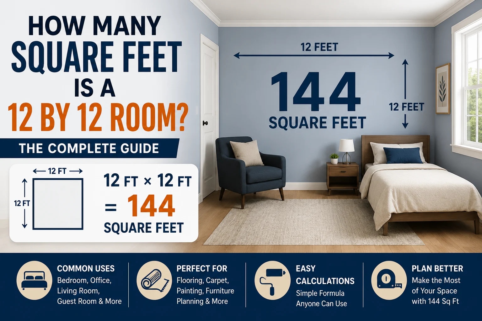 how many square feet is a 12 by 12 room